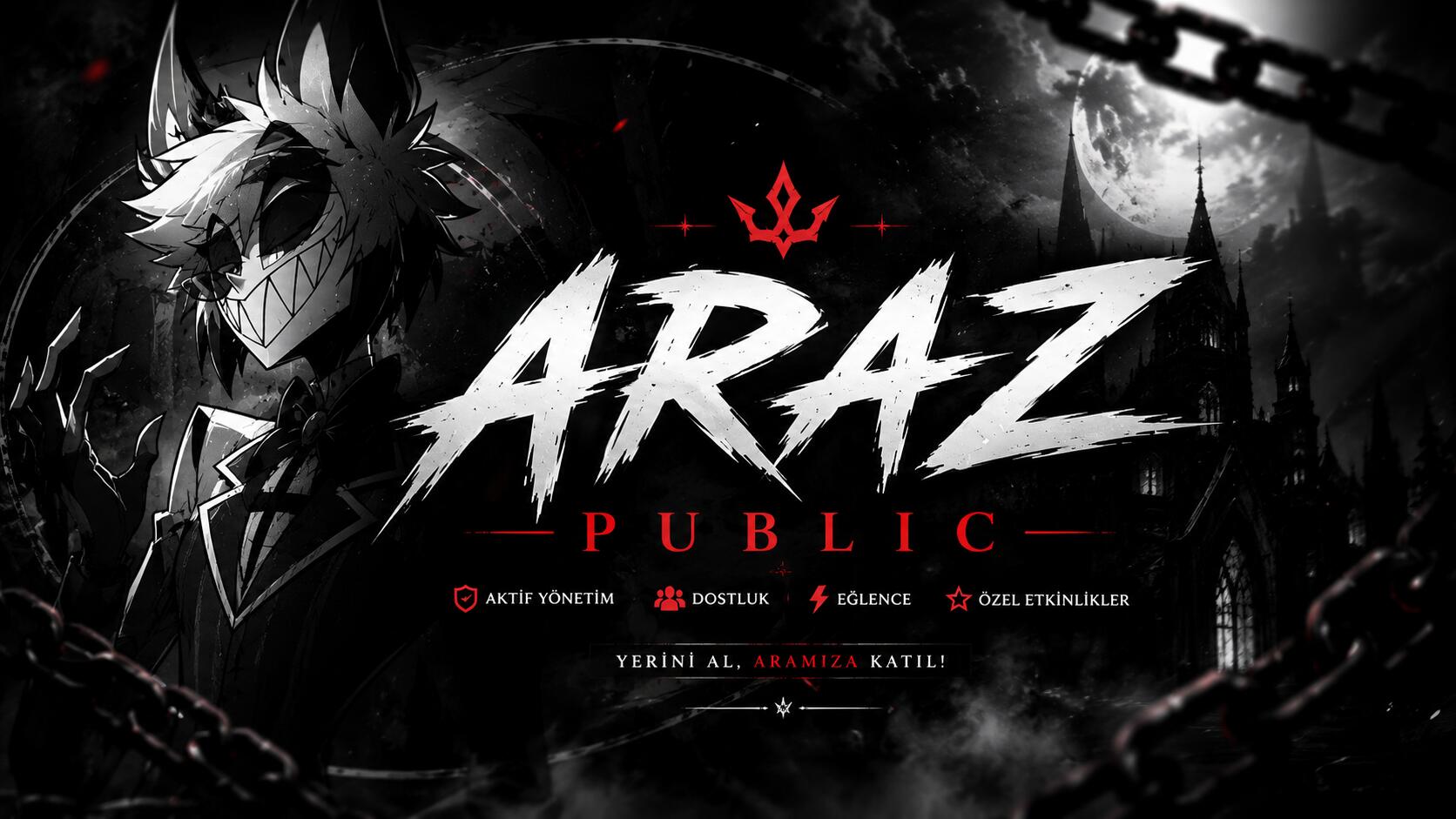 Discovery splash banner for ・ARAZ | Public & Oyun # BAKIM Discord server