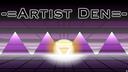 Discovery splash banner for Artists Den Discord server